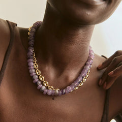 Joyce Semi-Precious Beaded Necklace - Light Amethyst Bead