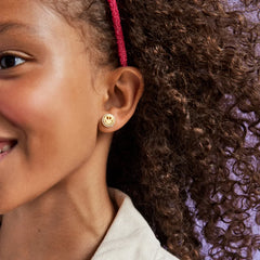 All Smiles 18K Gold Kids' Earrings - Pavé Smiley