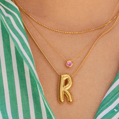 18K Gold Birthstone Pendant Necklace - Sapphire