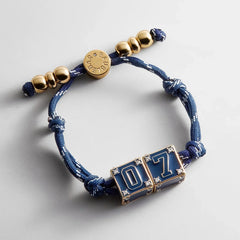 Block Party Varsity Number Custom Bracelet - Navy Double Digit