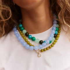 Janette Beaded Ring Necklace - Olive