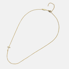 18K Gold Asymmetrical Cross Necklace - Cross