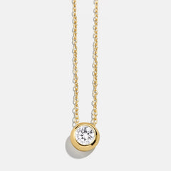 14K Gold Birthstone Pendant Necklace - Crystal