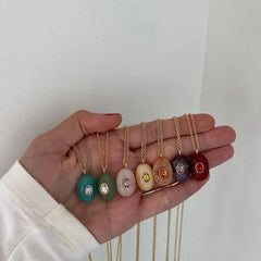 Aura Semi-Precious Pendant Necklace - Yellow Jasper