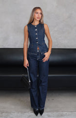 Zara Mid Rise Straight Leg Jeans Dark Navy