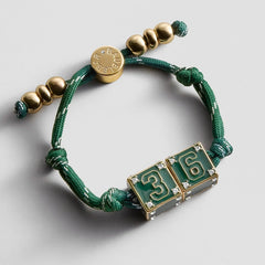 Block Party Varsity Number Custom Bracelet - Dark Green Double Digit