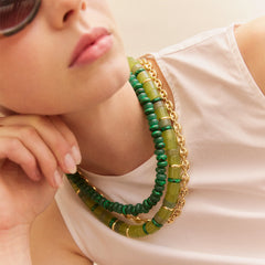 Jennifer Rondelle Beaded Necklace - Light Jade Bead