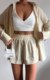 Terah Shorts - High Waisted Shorts in Sand