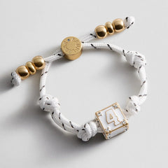 Block Party Varsity Number Custom Bracelet - White Single Digit