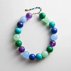Jane Beaded Necklace - Blue/Purple Multi Bead