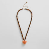 Semi-Precious Heart Necklace - Smoky Quartz/Tiger's Eye
