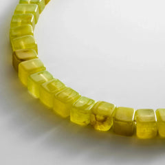Jess Square Beaded Necklace - Olive Jade