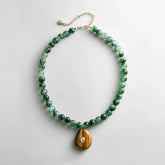 Jamie Semi-Precious Beaded Necklace - Green Jade/Tiger's Eye