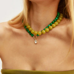 Mini Jane Beaded Necklace - Olive
