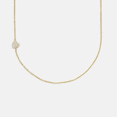 18K Gold Asymmetrical Heart Necklace - Heart