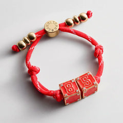 Block Party Varsity Number Custom Bracelet - Cherry Red Double Digit