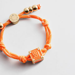 Block Party Varsity Number Custom Bracelet - Tangerine Single Digit