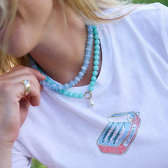 Janette Beaded Ring Necklace - Aqua