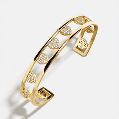 18K Gold Heart Cuff Bracelet - Heart