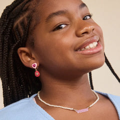 Beaded Kids' Custom Nameplate Necklace - Pearl