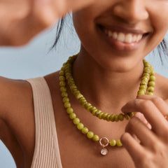 Janette Beaded Ring Necklace - Olive