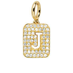 Block Pavé Initial Cluster Charm - J