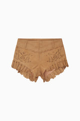 Azalure Suede Eyelet Mini Shorts