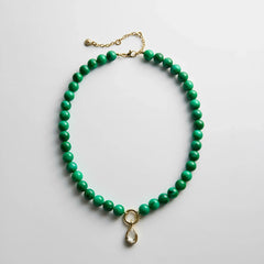 Janette Beaded Ring Necklace - Malachite