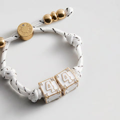 Block Party Varsity Number Custom Bracelet - White Double Digit