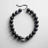 Jane Beaded Necklace - Obsidian/Silver Bead