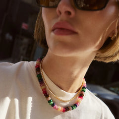 Joyce Semi-Precious Beaded Necklace - Dark Multi Bead