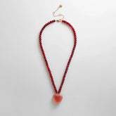 Semi-Precious Heart Necklace - Strawberry/Cherry Quartz