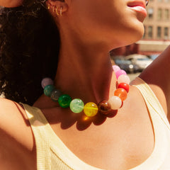 Jane Beaded Necklace - Rainbow Bead