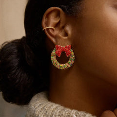 All Wreathed Up Holiday Earrings - Holiday Wreath