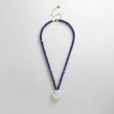 Semi-Precious Heart Necklace - Moonstone/Lapis