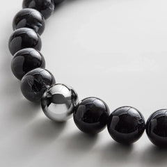 Jane Beaded Necklace - Obsidian/Silver Bead