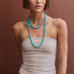 June Semi-Precious Beaded Necklace - Turquoise Bead