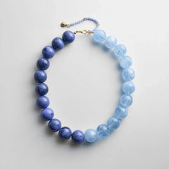 Jane Beaded Necklace - Lapis/Blue Lace Agate