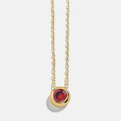 14K Gold Birthstone Pendant Necklace - Garnet
