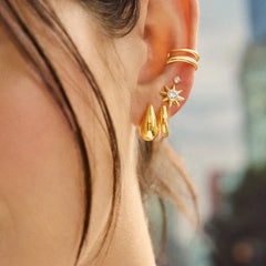 18K Gold Celestial Delicate Stud - Sun