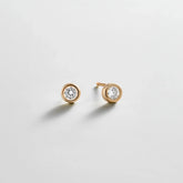 Annabeth 14K Gold Stud Earrings - Round Stone