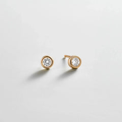 Annabeth 14K Gold Stud Earrings - Round Stone