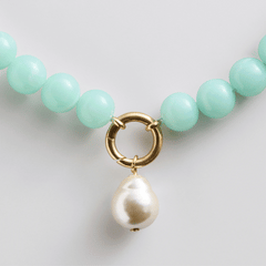 Janette Beaded Ring Necklace - Aqua