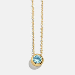 14K Gold Birthstone Pendant Necklace - Aquamarine