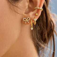 18K Gold Just For Fun Earrings - Pavé Bow
