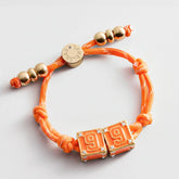 Block Party Varsity Number Custom Bracelet - Tangerine Double Digit