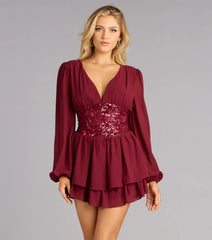 Enchanted Glow Embroidered Chiffon Dress
