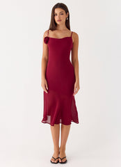 Anne Midi Dress Deep Red