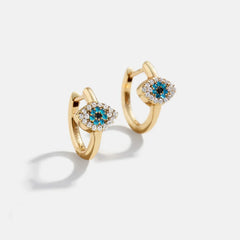 14K Gold Evil Eye Earrings - Pavé Evil Eye