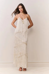Delphi Fringe Lace Gown